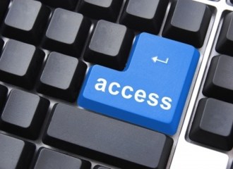 Blue Enter Key on Keyboard with Word 'Access'